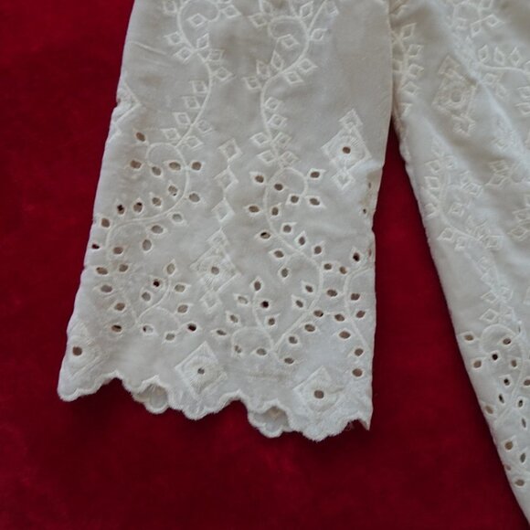 John Mark Velvet Tunic Top Women's Size M Ivory Embroidered Loose Fit - Picture 4 of 14